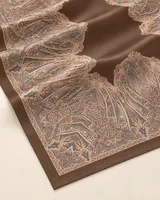 Kahverengi Klasik Paisley %100 İpek Twill Eşarp — 6