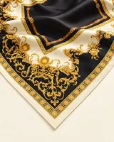 Siyah Altın Barok %100 İpek Twill Eşarp — 7