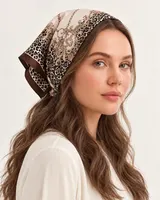 Kahve Leopar Zincir Ornament %100 İpek Twill Eşarp — 5