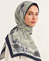 Adaçayı Mavi Gül Bahçesi %100 İpek Twill Eşarp — 4