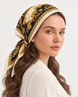 Siyah Altın Barok %100 İpek Twill Eşarp — 6