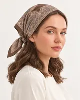 Kahverengi Klasik Paisley %100 İpek Twill Eşarp — 5