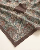 Vizon Petrol Paisley %100 İpek Twill Eşarp — 6
