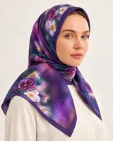 Mor Çiçek Bahçesi %100 İpek Twill Eşarp — 4