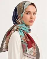 Çok Renkli Patchwork Paisley %100 İpek Twill Eşarp — 4
