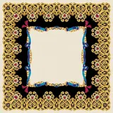 Lacivert Mavi Zincir Ornament %100 İpek Twill Eşarp — 7