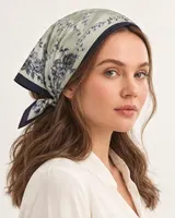Adaçayı Mavi Gül Bahçesi %100 İpek Twill Eşarp — 5