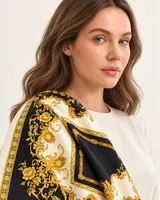 Siyah Altın Barok %100 İpek Twill Eşarp — 4