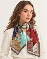 Çok Renkli Patchwork Paisley %100 İpek Twill Eşarp — 2