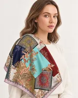 Çok Renkli Patchwork Paisley %100 İpek Twill Eşarp — 3