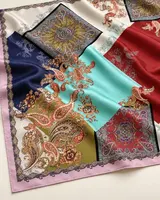 Çok Renkli Patchwork Paisley %100 İpek Twill Eşarp — 6