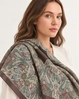 Vizon Petrol Paisley %100 İpek Twill Eşarp — 3