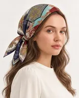 Çok Renkli Patchwork Paisley %100 İpek Twill Eşarp — 5
