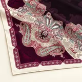 Bordo Krem Paisley %100 İpek Twill Eşarp — 6