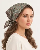 Vizon Petrol Paisley %100 İpek Twill Eşarp — 5