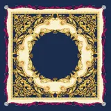 Lacivert Fuşya Zincir Barok %100 İpek Twill Eşarp — 7